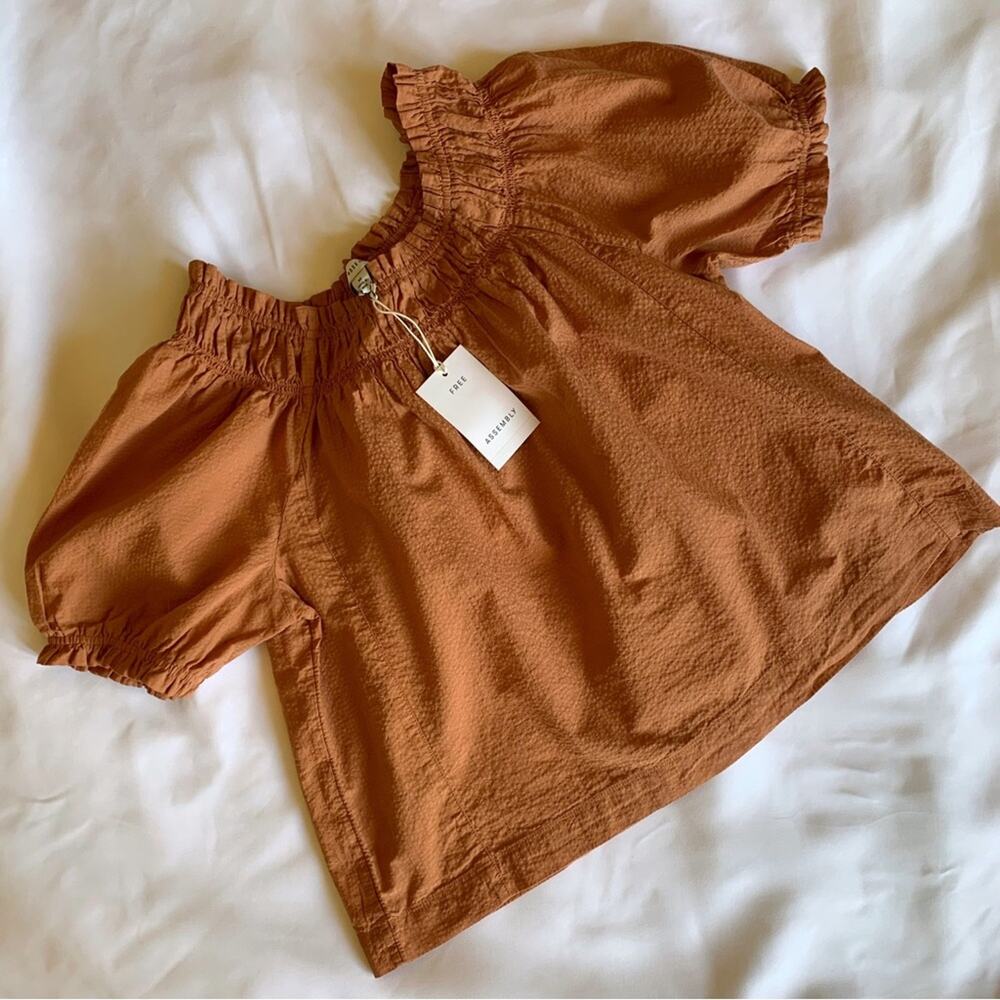 NWT Free Assembly Rust Colored Off The Shoulder Top Organic Cotton Size Medium